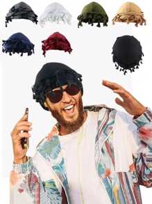 Sombrero divertido para hombres con barba trenzada, doble turbante, borla en el borde y cola de trenza para el cuidado del pelo - Multicolor - Ver 4