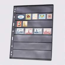 10pcs Standard Stamp Album Sheets, Double-Sided Black Pages With 7 Rows, Large Capacity Stamp Collection Album For Philately Enthusiasts Gifts Birthday Graduation