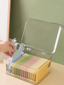 1/2pcs Desktop Storage Box, Flip-Top Phone Case Storage Box, Dust-Proof Drawer Storage Box, Teaware Organizer Box, Includes 6pcs Drawer Organizer Boxes, Suitable For Fridge Storage, Accessories Organizer, Kitchen Tools, Cosmetics Organizer, Back To School Supplies, Includes 5pcs Bracelet Display Box, Tarnish & Dust Proof