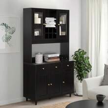 VOWNER Mueble de cocina 100x38x181cm, mueble alto buffet de cocina - Negro - Ver 9