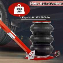 VA-Cerulean 3T Pneumatic Car Jack, Adjustable Handle, 6600 Ibs Air Jack Inflatable, Car Jack Air Cushion Jack Loading Capacity For Family Cars Minivans, Red - Red - View 4