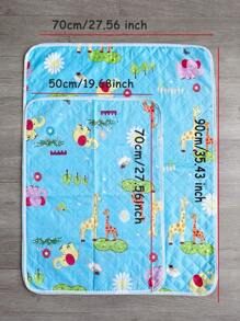 1 Stück wasserdichte, waschbare und atmungsaktive blaue Inkontinenzeinlage mit Tiermuster für Babys, Senioren und als Geschenkidee zur Baby-Shower