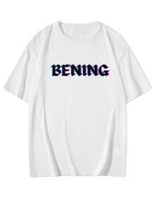 Bening Original Oversized Men's T-Shirt Round Neck Streetwear Street Style Unisex Fashion 2024 New Arrival - trắng - Xem 2