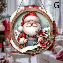 Đồ trang trí Giáng sinh 1 cái "Holiday Charm" Vòng hoa gỗ tròn trang trí tường mừng Giáng sinh vui vẻ cho cửa ra vào, phòng khách và lễ kỷ niệm Giáng sinh - Nhiều màu - Xem 10