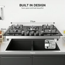 IsEasy 5 Burner Integrated Stove Gas Hob Kitchen Cooktop Gas Cooking