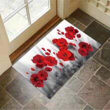 1pc Rectangular Kitchen Rug - Non-Slip Waterproof Kitchen Mat, Large Crystal Velvet Kitchen Carpet, Doorway/Hallway Entrance Mat