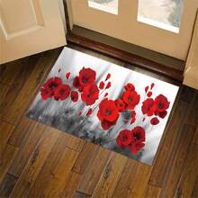 1pc Rectangular Kitchen Rug - Non-Slip Waterproof Kitchen Mat, Large Crystal Velvet Kitchen Carpet, Doorway/Hallway Entrance Mat