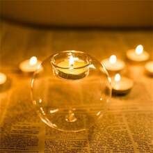 1PC Crystal Glass Candle Holder, Christmas Decoration, Table Candle Holder, Romantic Wedding Bar Party Home Decoration, Room Decoration Gothic Style