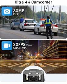 BOBLOV B4K2 128/256GB 4K Body Worn Camera With GPS, Two 3000mAh Batteries For 12hours Record Total, 4K Camcorders Video Camera With Charging Dock - Camera + Battery - View 3