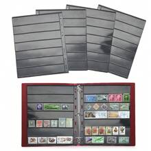 10pcs Standard Stamp Album Sheets, Double-Sided Black Pages With 7 Rows, Large Capacity Stamp Collection Album For Philately Enthusiasts Gifts Birthday Graduation