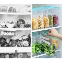 Reusable Plastic Bags With Zipper, Fresh Bags, Kitchen Storage Organization, Fruits, Vegetables, Cereals, Organizers - 彩色 - 查看 3