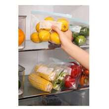 Reusable Plastic Bags With Zipper, Fresh Bags, Kitchen Storage Organization, Fruits, Vegetables, Cereals, Organizers - 彩色 - 查看 6
