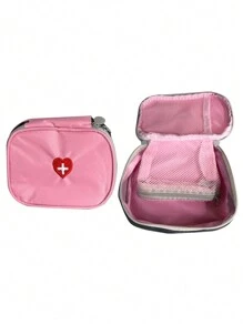 1/2 piezas Bolsas de almacenamiento de medicamentos de viaje portátiles, botiquín de primeros auxilios con forma de corazón, bolsa de prevención de pandemias para bolsa de almacenamiento de viaje, bolsa de maquillaje, bolsa de cosméticos, organizador de vacaciones, organizador de maquillaje de gran capacidad, estuche para maquillaje, para lápiz labial, cepillo, cuidado de la piel, teléfono móvil, moneda, artículos pequeños, para el hogar, regalo, vacaciones y festival de Halloween Navidad Uso multifuncional, vibraciones bohemias