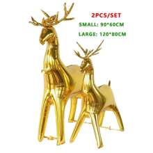 5 Stück Weihnachts Cartoon Aluminium Folienballons Rentier & Schlitten Set, Weihnachtsparty Dekorationen, Weihnachten