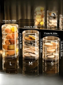 1 个透明 S 可旋转珠宝盒、多功能化妆品收纳盒、梳妆台台面收纳盒、配件收纳盒、化妆品展示架、家居装饰、房间装饰、浴室配件，适用于手镯、耳环、戒指、项链、胸针、发夹、头带、手表、泡芙等 - 無色 - 查看 2