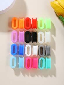 16 件椭圆形硅胶耳塞，颜色随机，耳洞饰品，适合日常佩戴和节日礼物 - 橢圓矽膠耳擴 - 查看 10