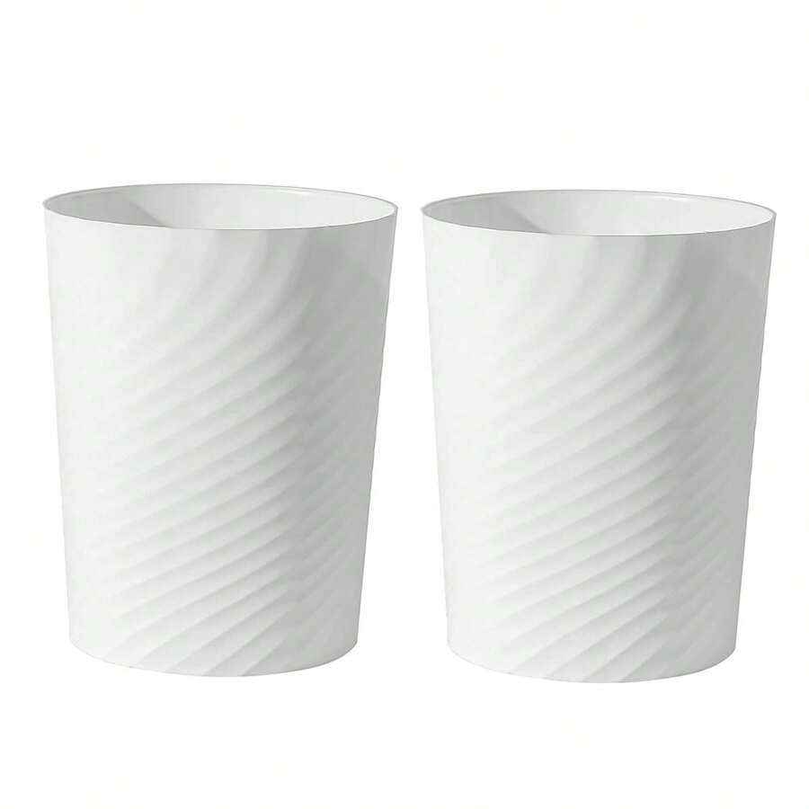 Plastic Small Trash Can Wastebasket, Garbage Container Basket For Bathrooms, Laundry Room, Kitchens, Offices, Kids Rooms, Dorms, 1.8 Gallon, White, 3 Pack - White - View 1
