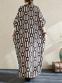 New Casual Vintage Floral Print V-Neck Mid-Length Dress For Women, Spring Summer Holiday Travel