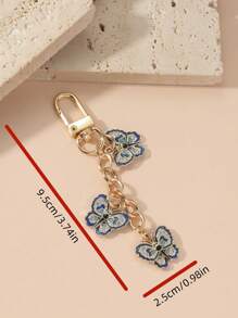 1 件时尚合金蝴蝶钥匙扣优雅精致蝴蝶吊坠包饰钥匙扣饰物 - 彩色 - 查看 3