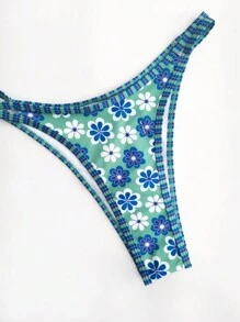New Ditsy Floral Backless Tie-Up Cute Bikini Swimwear Set For Women, Beach Holiday Summer