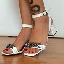 Croco Women's Sandal Black, White, Nude, Military Green Luxury Fashion - 白色 - 查看 1