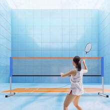 Soporte portátil de red de bádminton, red de bádminton ajustable y móvil para interiores/exteriores, Set familiar - Azul - Ver 2