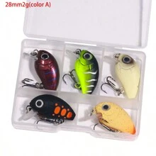 HENGJIA 28 毫米 2 克/27 毫米 1.5 克微型盒摇铃逼真软诱饵，1 盒 5 个人造鱼饵 - 彩色 - 查看 14