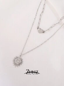 1 件复古波西米亚风不锈钢双层心形吊坠项链女式心形吊坠双层项链女性珠宝礼物朋友 - 項鍊 - 查看 9