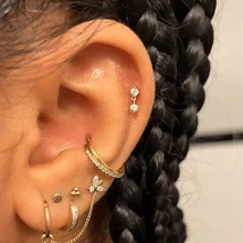 1pc 316L Stainless Steel Nose Ring Hoop 16G Conch Piercing Jewelry Clear CZ Double Helix Earring Tragus Daith Piercing Jewelry For Women - Piercing Jewelry - View 3