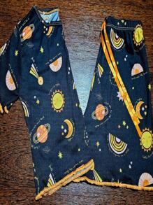 Pijama Feminino Adulto Ondinha Cropped Baby Doll Short Estampado Suede Roupa de Dormir