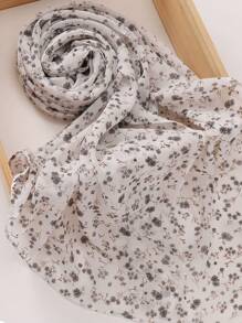 1 件女士夏季花卉印花珍珠雪纺长围巾 - 彩色 - 查看 11