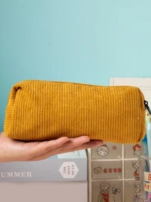 1 pièce Étui à crayons rétro de couleur unie, boîte de papeterie simple en option multicolore, design créatif grande capacité, accessoires d'étude, sac de rangement, fournitures scolaires et de bureau, nécessités pour la rentrée scolaire - Multicolore - Voir 8