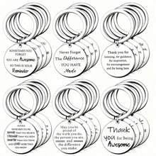 Bộ 24 móc khóa truyền cảm hứng, móc khóa tri ân, thích hợp cho giáo viên, đồng nghiệp, nhân viên, với các câu nói tạo động lực, 6 kiểu dáng, dành cho nam và nữ, học sinh, phụ kiện xe hơi, móc treo túi xách, chữ cái trường học, phụ kiện dễ thương phong cách Gothic Y2K, phụ kiện Halloween, quà tặng Ngày Nhà giáo cho Mẹ, Cha, lễ tốt nghiệp và giáo viên. - Bạc - Xem 2