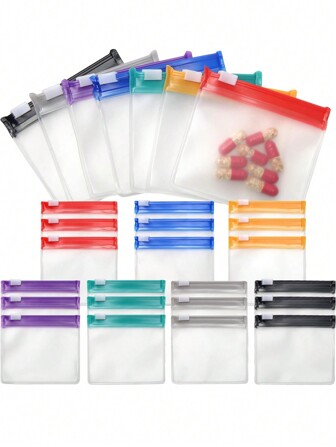 14pcs Zipper Pill Bag, Reusable Pill Bag, Medicine Bag, Portable Pill Bag, Self Sealing Travel Pill Bag With Sliding Lock, Used For Storing Pills