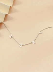 1PC Custom Initial Name Letter Necklace For Women Men Personalized Tiny Alphabet Necklace DIY Horizontal Space Letter Necklace Minimalist Jewelry Gift