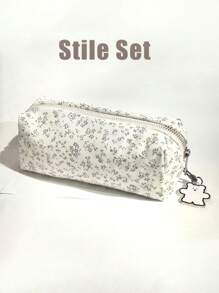 1 件极具吸引力的紫罗兰花印花铅笔盒、帆布铅笔盒、化妆品收纳袋、可爱小清新 ins 风格学生桌面文具收纳袋、大容量学生文具收纳袋、返校必备品、感恩节、圣诞节、生日万圣节装饰创意礼物返校必备学校用品、送给朋友的返校礼物 - 均碼 - 查看 11