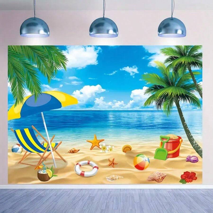 Sunlight Hawaii Beach Sky Round Birthday Backdrop