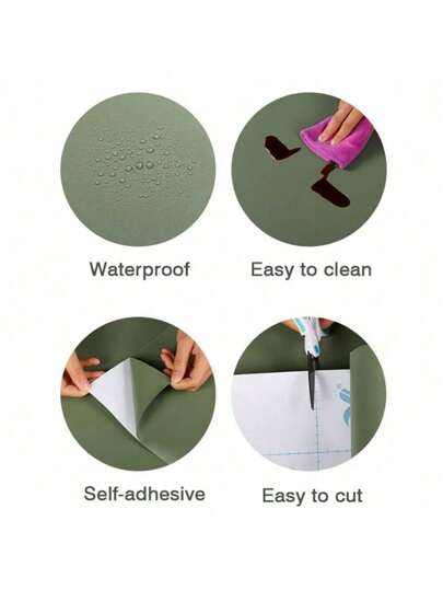 Roll Matte Groen Peel Stick Wallpaper Thickened Self Adhesive Sage Contact Paper Waterproof Removable Vinyl Textured Shelf Liner Cabinet Bedroom view 5