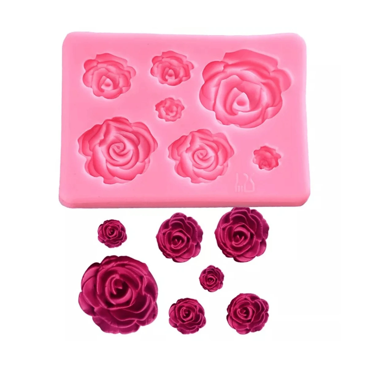 Mini Roses Silicone Mold For Confectionery And Biscuit 380 - Hồng - Xem 1