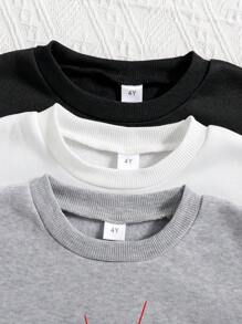 3pcs Young Boy Spider Print Warm Crewneck Sweatshirts Set - Multicolor - View 3