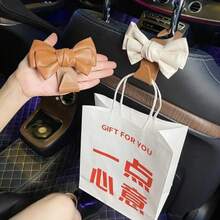 1/2pcs Stylish PU Leather Car Hooks With Bow Tie - Perfect For Seat Headrest Organization And Auto Fastener Hangers - Enhance Your Car Storage - Multicolor - View 3