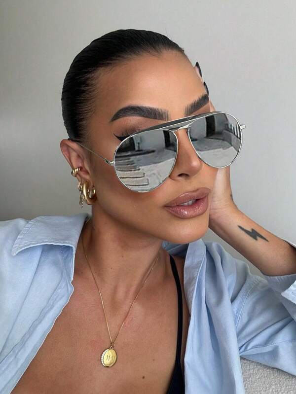 1pc/2pcs Full Frame Metal Vintage Large Frame Retro Fashion Glasses, Y2K Style Fashion Eyewear Suitable For Daily, Outdoor, Street Photography, Driving, Travel, Party For Summer Beach Vacation,Outdoor,Travel