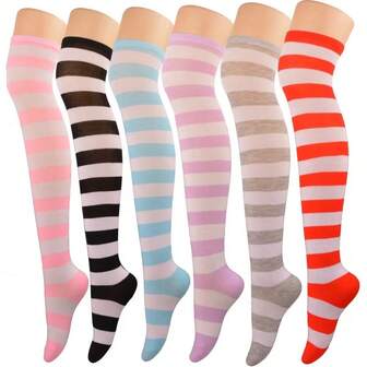 1 Pair Carnival/Christmas Striped Thigh High Socks, Irish Flag/Independence Day Knee High Socks, Halloween Party Stockings Best Gifts Birthday Home Decor Christmas Decorations Room Decor Halloween Decor