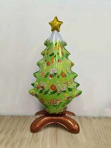 Dekoracja świąteczna 1 szt. Stojący aluminiowy balon w kształcie choinki - nadmuchiwana dekoracja do domu, biura lub na imprezę - z wesołym wzorem Świętego Mikołaja - idealne ozdoby świąteczne na świąteczne uroczystości