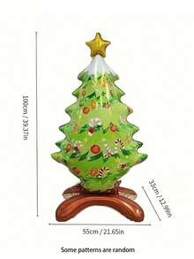 Dekoracja świąteczna 1 szt. Stojący aluminiowy balon w kształcie choinki - nadmuchiwana dekoracja do domu, biura lub na imprezę - z wesołym wzorem Świętego Mikołaja - idealne ozdoby świąteczne na świąteczne uroczystości