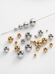 50pcs Golden Stainless Steel Round Beads Loose Spacer Beads For Jewelry Making Diy Bangle Necklace