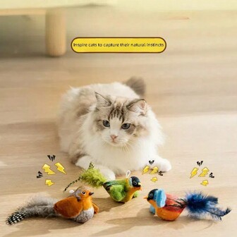 无法移动，只会发出声音，鸟形发声玩具，缓解无聊，宠物猫玩具