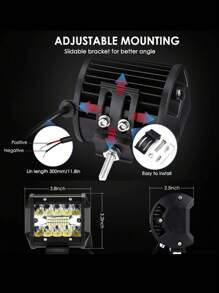 Set Faros auxiliares 20 LED cuadrados de luz para coche moto 60w universales 2 uds - Negro - Ver 3