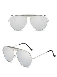 1 件/2 件全框金属复古大框复古时尚眼镜，Y2K 风格时尚眼镜适合日常、户外、街头摄影、驾驶、旅行、派对，适合夏季海滩度假、户外、旅行 - 水銀片 - 查看 2