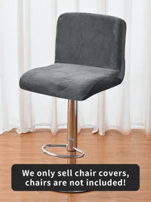 1pc/4pcs/6pcs Silver Fox Fleece Stretch Chair Covers, Soft Plush Dustproof Chair Protector Slipcover, Removable For Home, Bar, Restaurant - Grey - View 1
